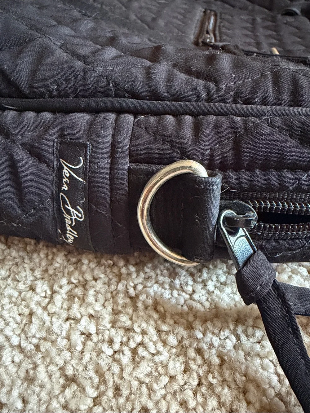 Vera Bradley Black Quilted Laptop Bag with Detachable Strap